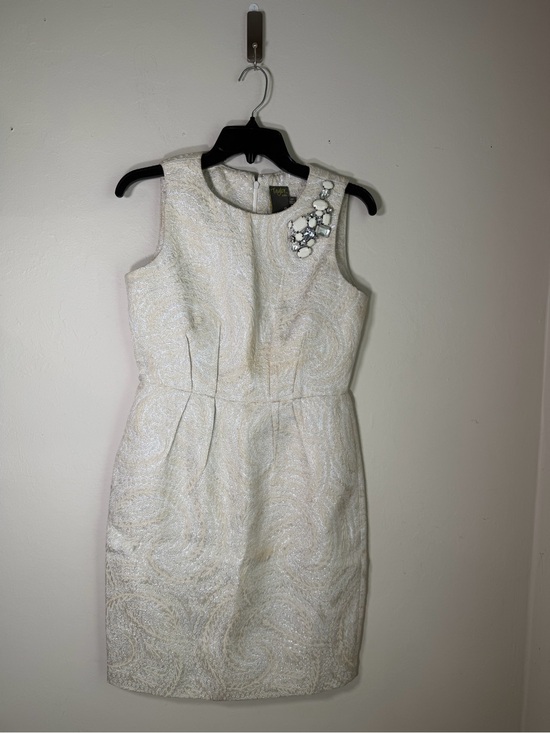 Taylor Dresses & Skirts - Taylor Ivory Brocade Mini Dress with Shoulder Jewel Accent